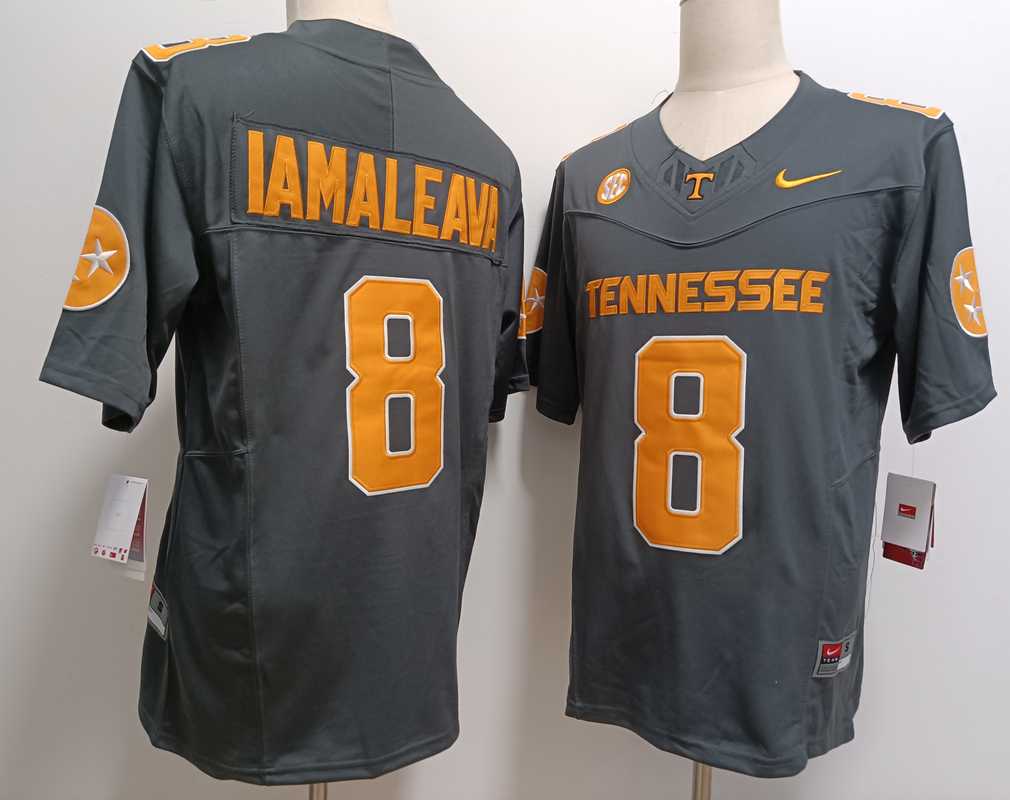 Men%27s Tennessee Volunteers #8 Nico Iamaleava Grey FUSE College Stitched Jersey